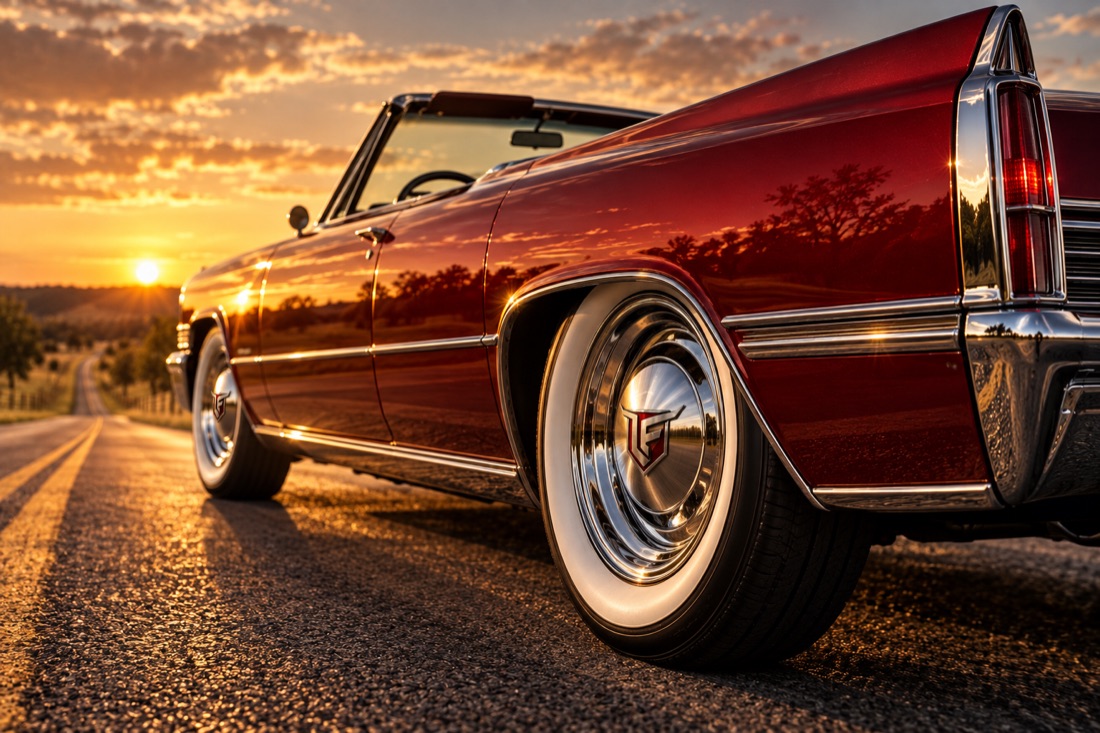 Classic convertible on steel wheels with whitewalls