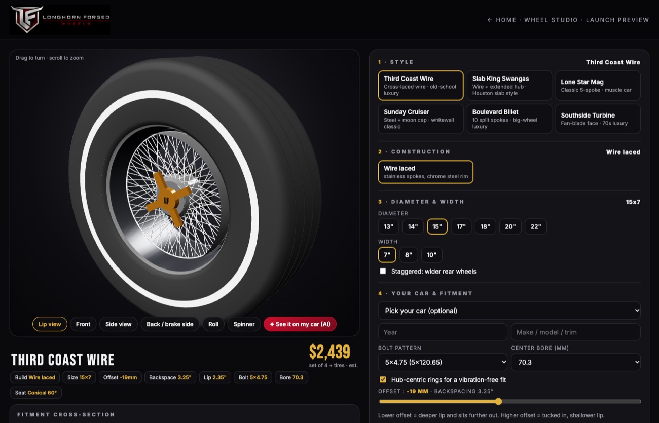 Longhorn Forged 3D wheel studio